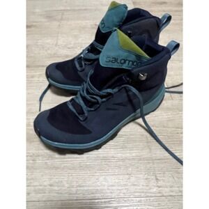 Salomon OutLine Mid GTX Hiking Boots Women 8.5 Teal Black Waterproof Gore-Tex